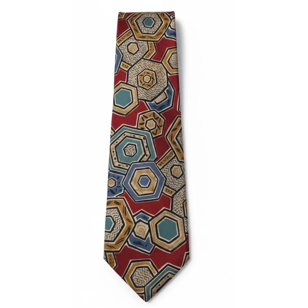 Vintage‎ Christian Dior Monsieur Silk Tie Geometric Made in USA